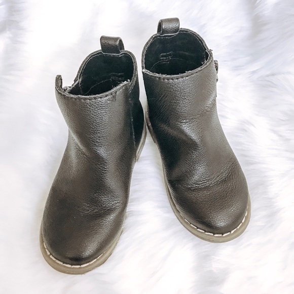 GAP Black Leather Moto Booties - Toddler size 7 - Picture 4 of 4